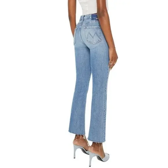 Mother Women's The Outsider Flood Fray Jeans Are We There Yet Blue Size 28 NWT